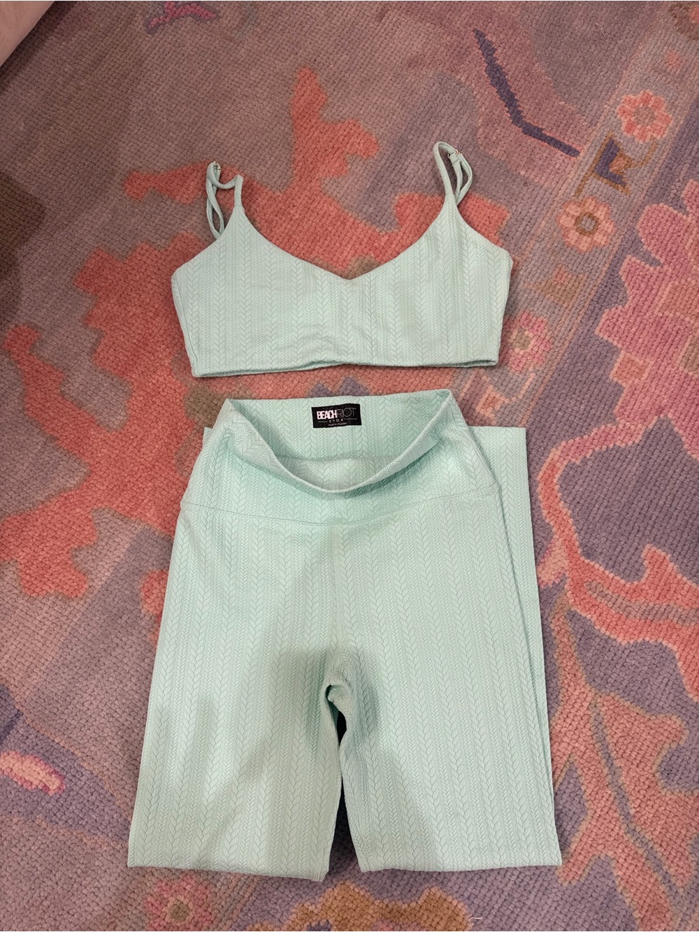 Beach Riot Mint Green Leggings and Bralette Set